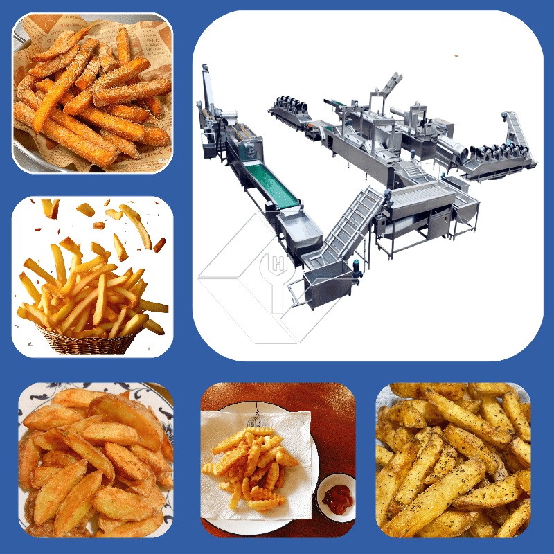 Factory Price 100-1000kg Automatic Frozen French Fries Potato Chips Making Machine Production Line for Sale