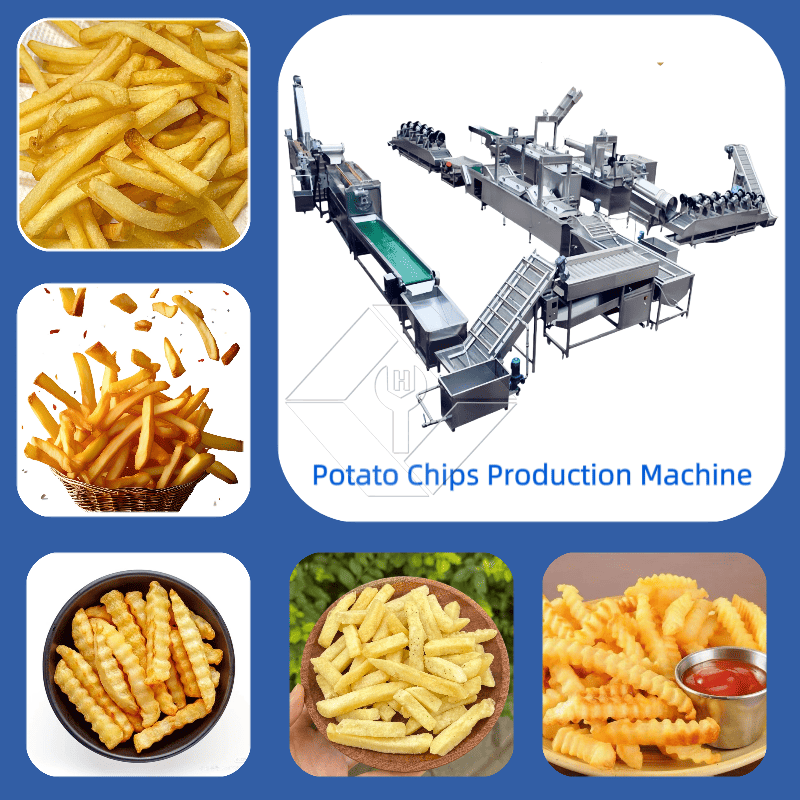 Factory Price 100-1000kg Automatic Frozen French Fries Potato Chips Making Machine Production Line for Sale