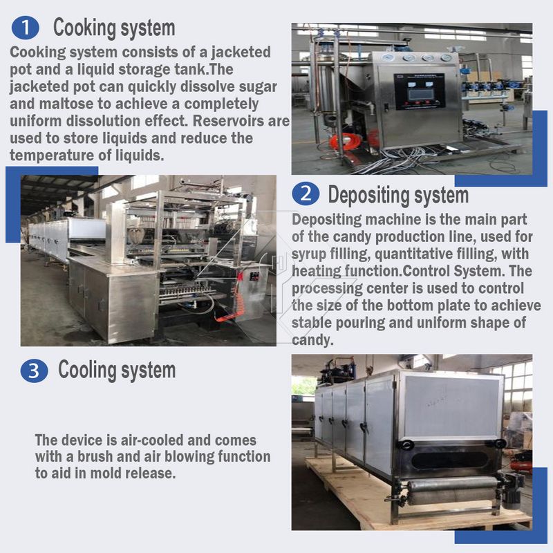 Automatic Hard & Soft&Jelly&Lollipop Gummy Candy Pouring Depositing Making Production Line