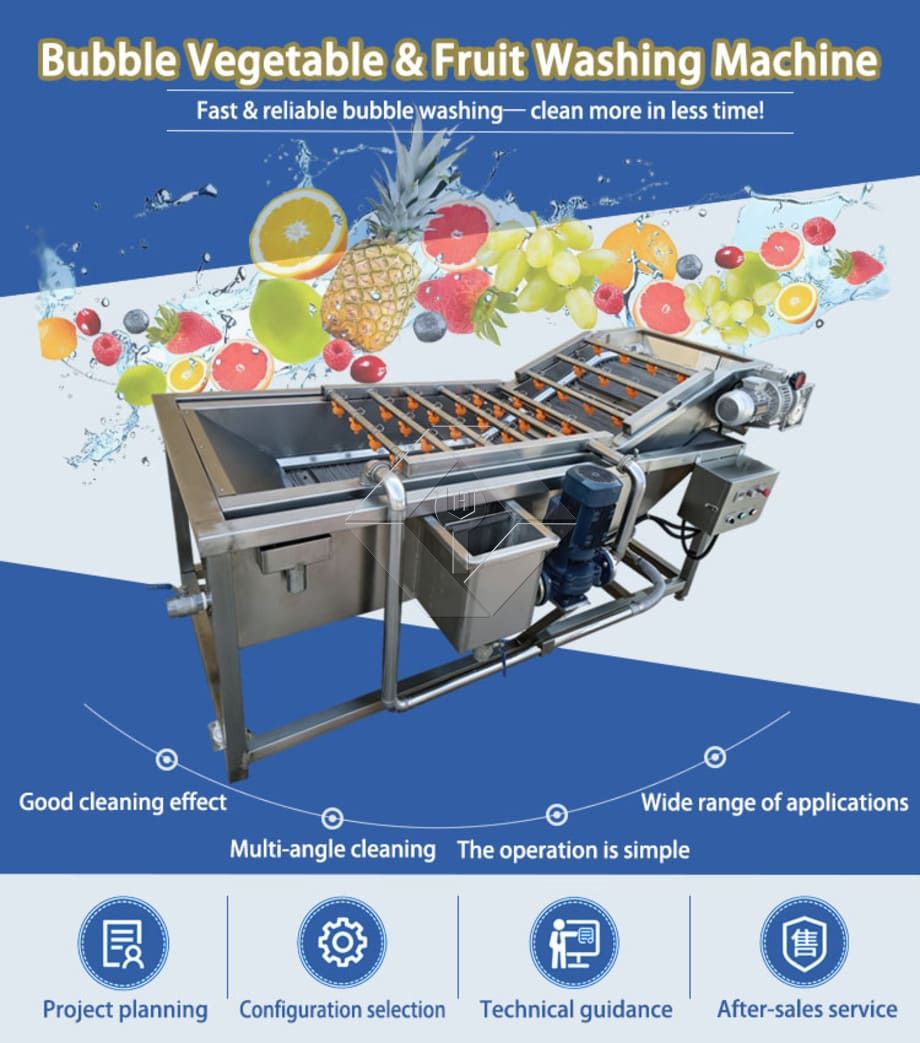 Fruit and Vegetable Washer Conveyor | Bubble Washing Machine for Efficient Produce Cleaning