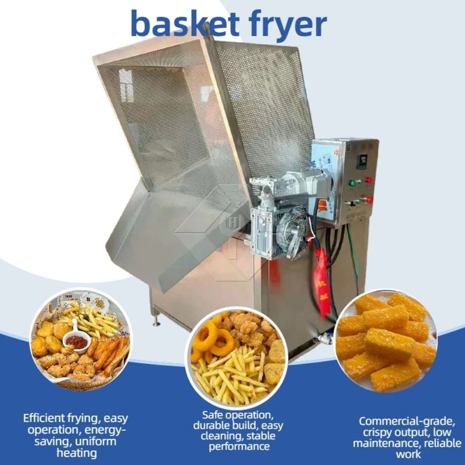Low Investment Automatic Stirring Frying Machine Deep Fryer High Capacity Batch Frying Machine for Sale