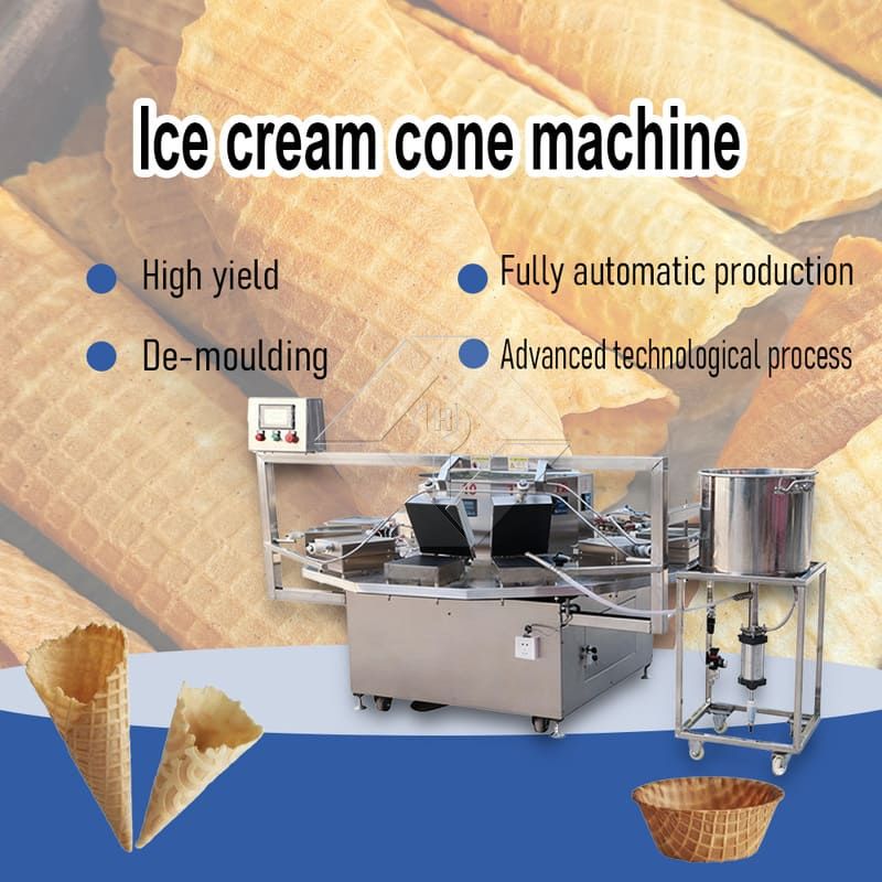 Rotary Rolling Sugar Cone Baking Ice Cream Poke Cornet Rolled Cones Making Machine