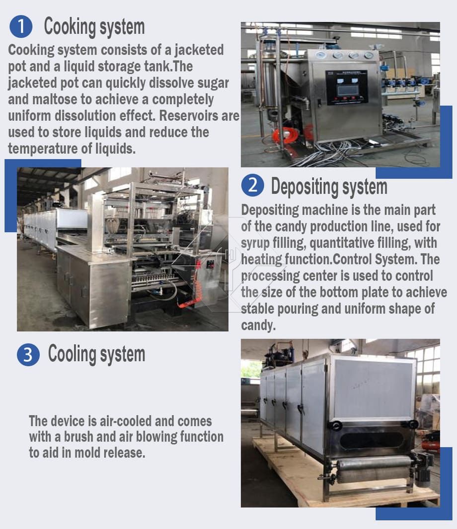 Automatic Hard & Soft&Jelly&Lollipop Gummy Candy Pouring Depositing Making Production Line Automatic Hard & Soft&Jelly&Lollipop Gummy Candy Pouring Depositing Making Production Line