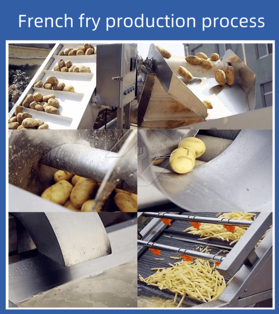 Factory Price 100-1000kg Automatic Frozen French Fries Potato Chips Making Machine Production Line for Sale
