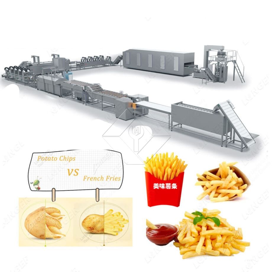 Automatic Large Scale Fried French Fries Potato Chips Making Machine Turkey Price Potato Fries Production Line